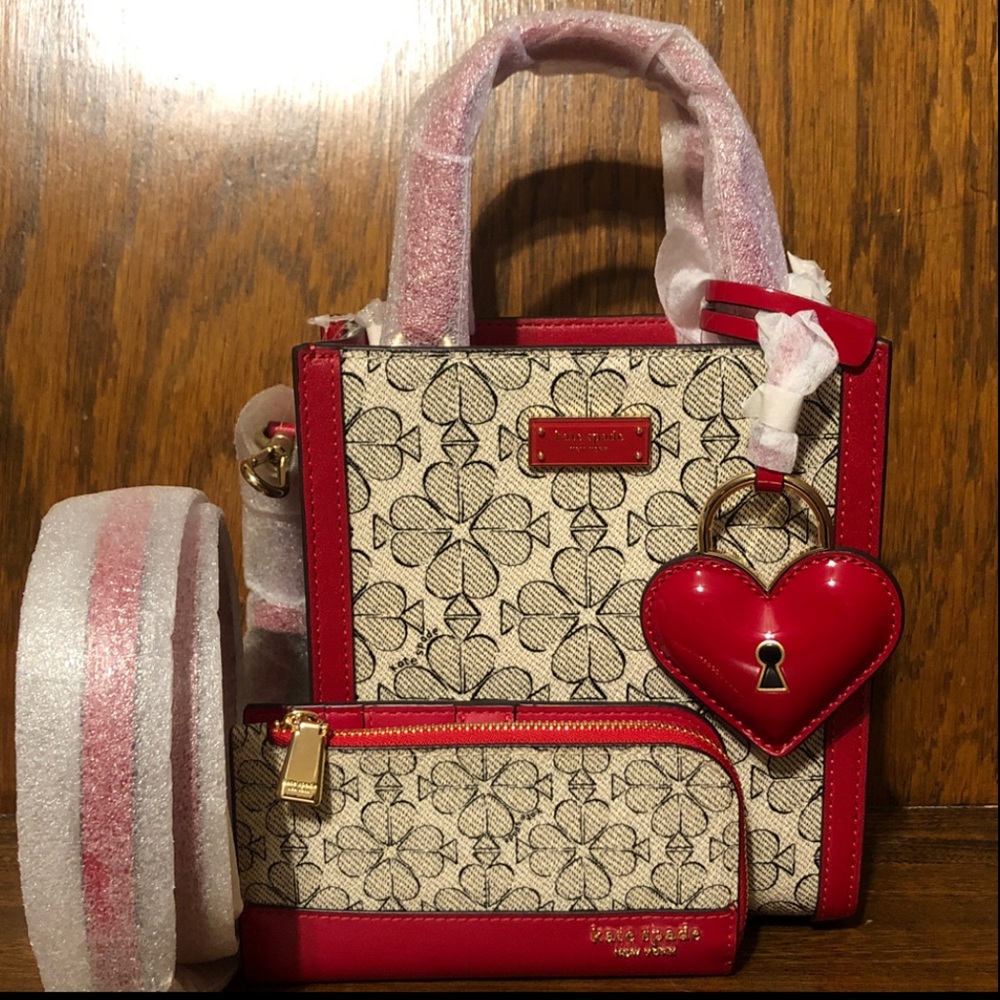 NWT-Kate Spade-SET-SpadeFlower-Coated Canvas-Manhattan Mini Tote & Bifold Wallet